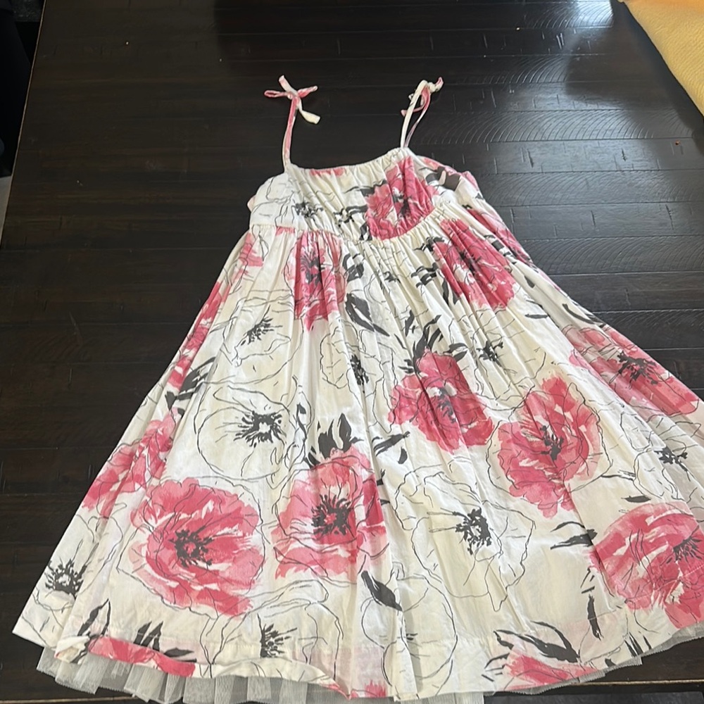 Floral Pink and White Kids Dress